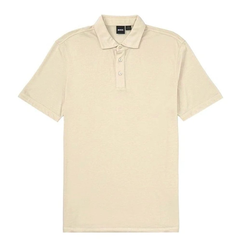 HUGO BOSS. Mens 3 button Polo shirt Large. Like new Tan/beige/sand color